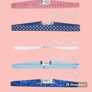 Torrid Americana Choker 5pc Set Red White Blue Stars Summer 4th of July Necklace